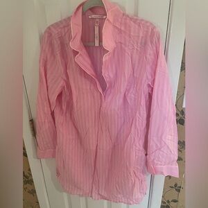 Victoria's Secret Pink Striped Button-Up  long Shirt